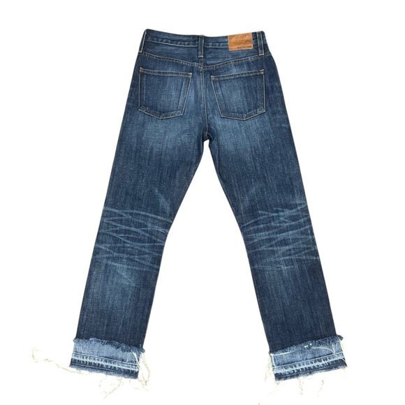 Madewell Rivet & Thread Jeans Size 24 Blue Cropped frayed ankle Denim - Picture 2 of 9